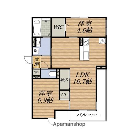 ARMOJOUR SOIR(2LDK/1階)の間取り写真