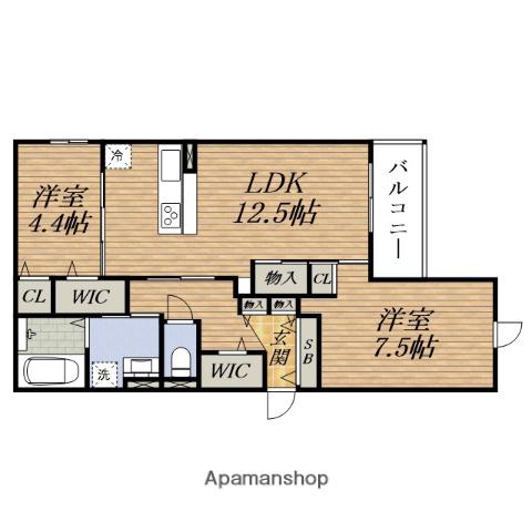 ARMOJOUR MATIN(2LDK/1階)の間取り写真