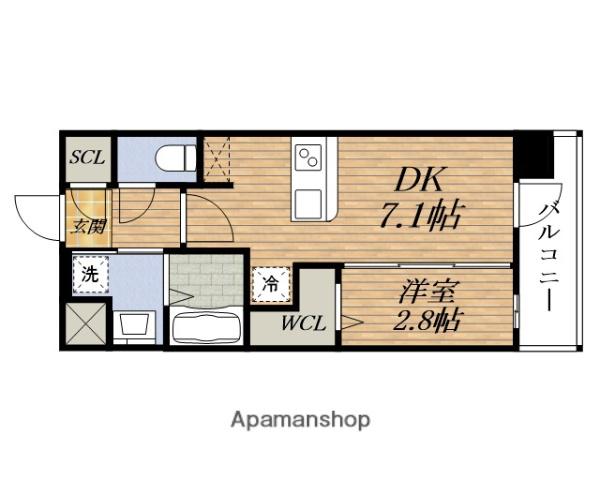 エステムコート新大阪XVIパルス(1DK/7階)の間取り写真