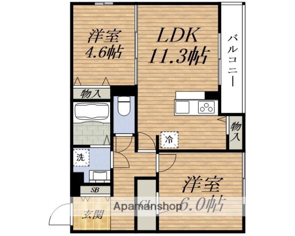FLAT COMFY TOYONAKA(2LDK/3階)の間取り写真