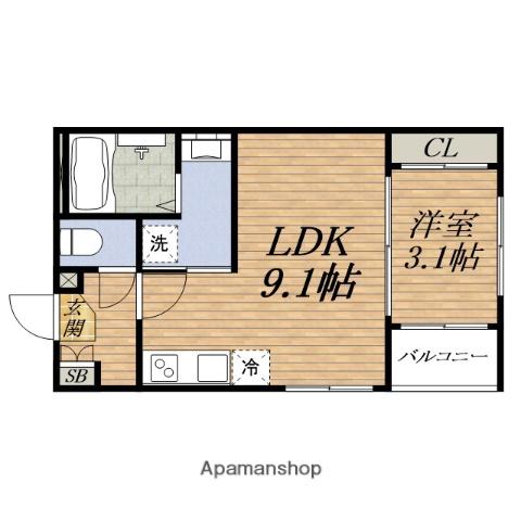 WOOD GARDEN Ⅱ(1LDK/2階)の間取り写真