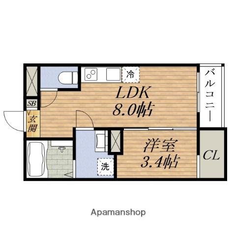 S-MOVE 三国(1LDK/3階)の間取り写真