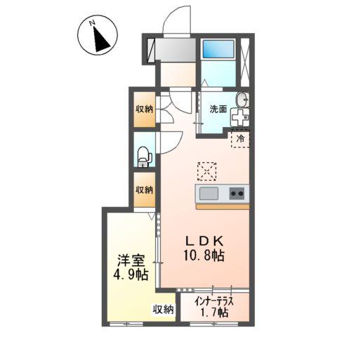 茨木市宇野辺アパート工事(1LDK/1階)の間取り写真