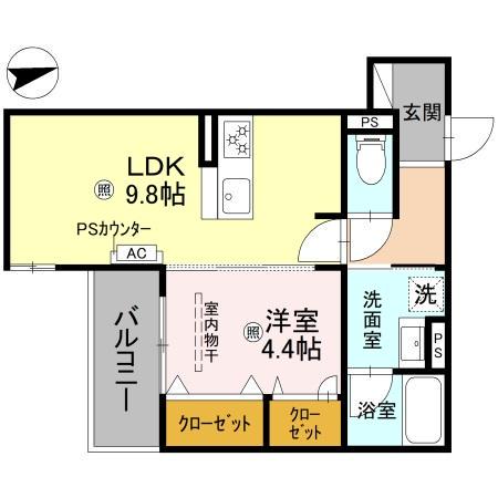 クレッシェンドVI(1LDK/3階)の間取り写真