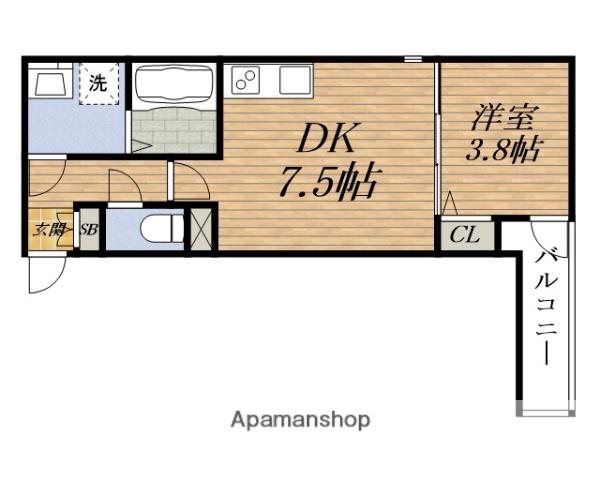メゾンCOCO TARUMI(1DK/2階)の間取り写真