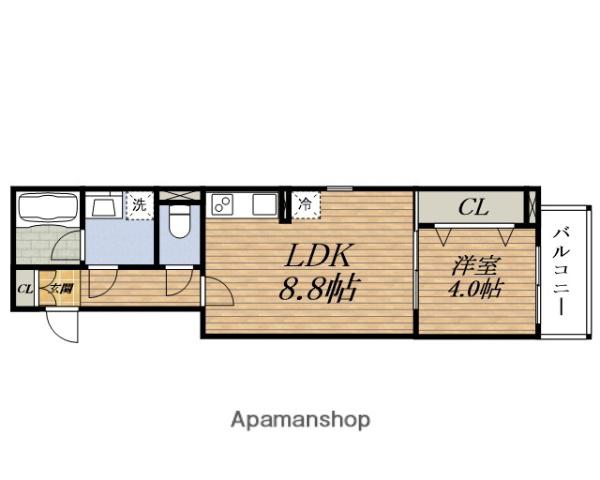 ソラシア ルフラ 吹田岸部(1LDK/1階)の間取り写真