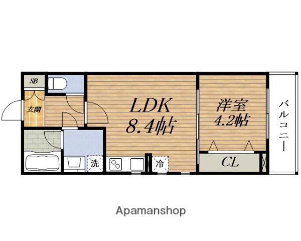 ソラシア ルフラ 吹田岸部(1LDK/1階)の間取り写真