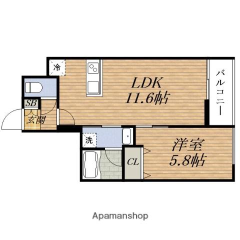 WELL SQUARE豊中本町(1LDK/3階)の間取り写真