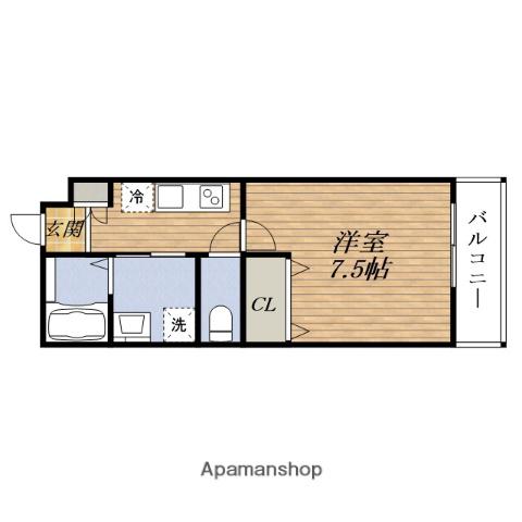 プルメリア カンダイマエ(1K/1階)の間取り写真
