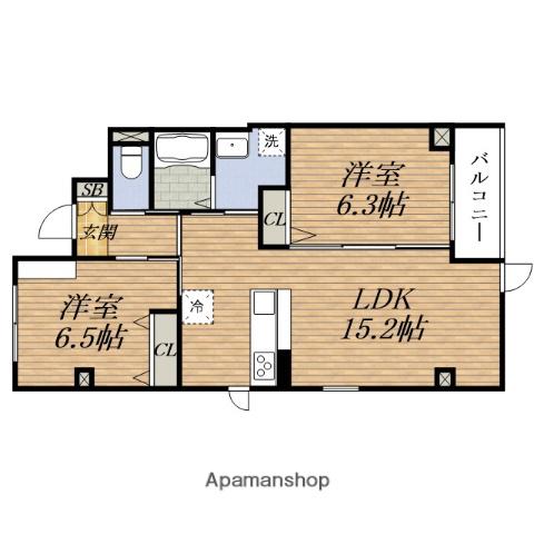 エステラス(2LDK/2階)の間取り写真