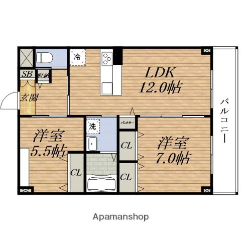 エステラス(2LDK/2階)の間取り写真