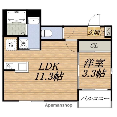DIIRA SHIMOSHINJO(1LDK/1階)の間取り写真