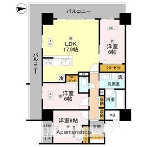 グラントリアノン RYOKUCHI-KOEN(3LDK/4階)の間取り写真