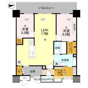 グラントリアノン RYOKUCHI-KOEN(2SLDK/3階)の間取り写真