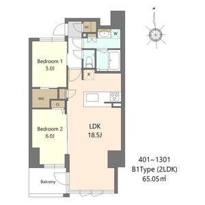 S-RESIDENCE谷町六丁目ALO(2LDK/10階)の間取り写真