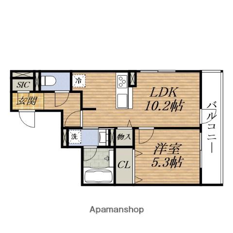 D-RESIDENCE蛍池東町(1LDK/1階)の間取り写真
