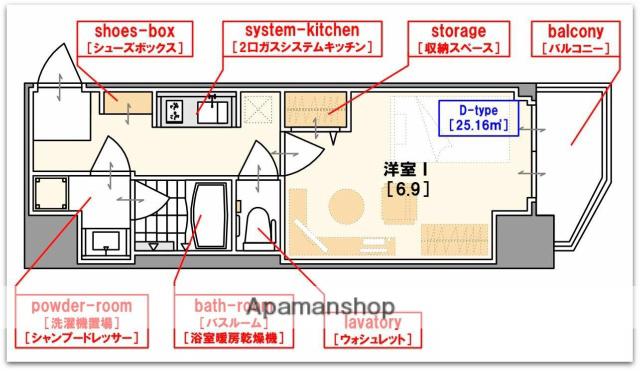 レジュールアッシュ難波LUXE(1K/15階)の間取り写真