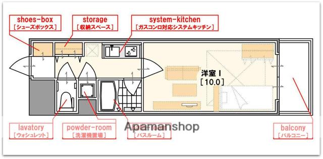 フィレンツェ(1K/6階)の間取り写真