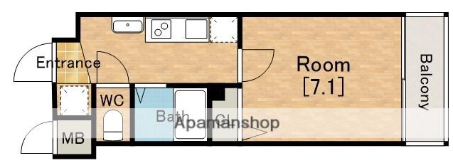 エスリードコート難波ウエストARCENCIEL SQUA(1K/1階)の間取り写真
