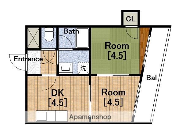 丸元北ビル(2DK/7階)の間取り写真