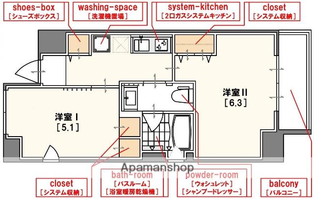 エステムプラザ難波イースト2ブレスト(2K/11階)の間取り写真