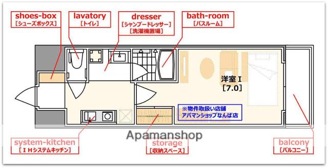 インペリアル靱本町(1K/3階)の間取り写真