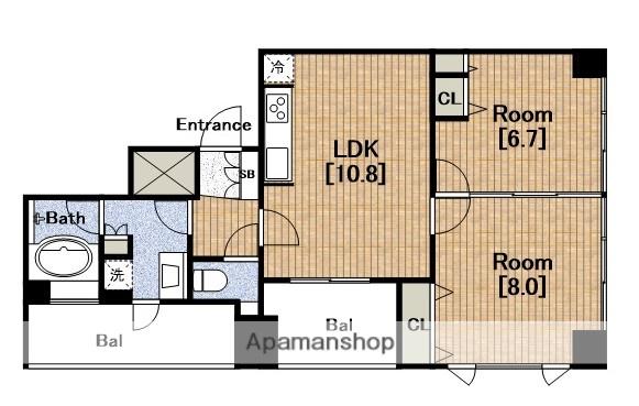アルグラッドザ・タワー心斎橋(2LDK/24階)の間取り写真