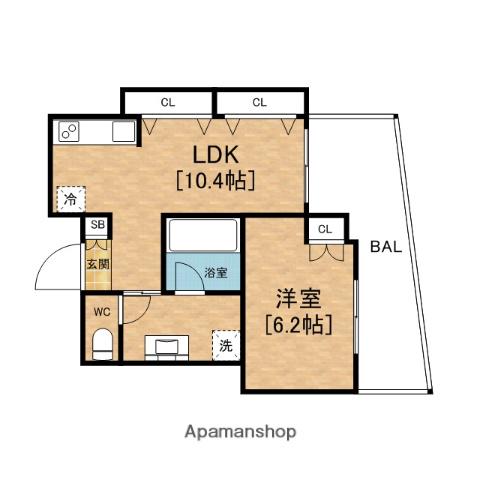 WOB SHINMACHI(1LDK/8階)の間取り写真