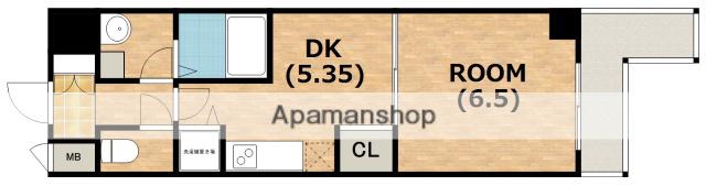 フロンティアタワー九条ⅢCITYSPIRE九条Ⅲ(1DK/4階)の間取り写真