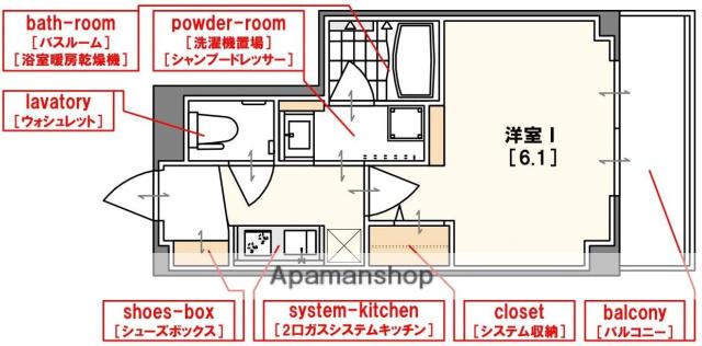エステムプラザ難波ウエストリバークロス(1K/10階)の間取り写真