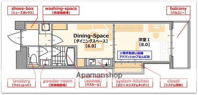 コンソラーレ日本橋(1DK/4階)の間取り写真