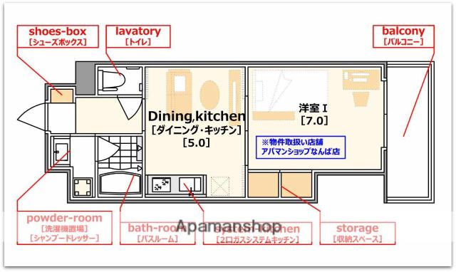 レインボーコートPARTⅢ(1DK/7階)の間取り写真