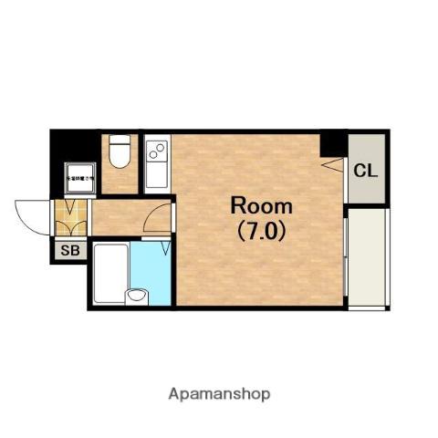 ドゥムール新町(1K/7階)の間取り写真