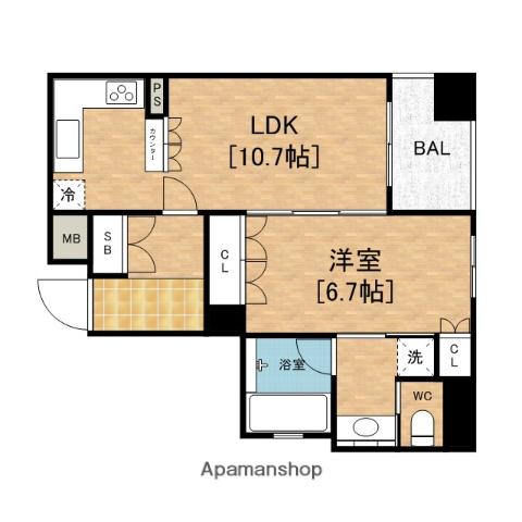 リーガル靱公園南(1K/11階)の間取り写真