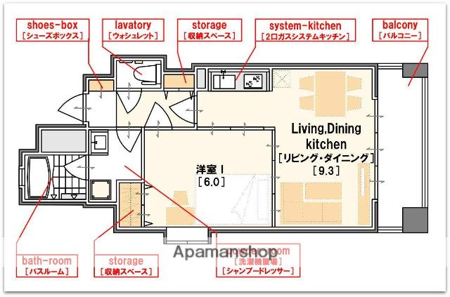 アーデンタワー立売堀(1LDK/10階)の間取り写真