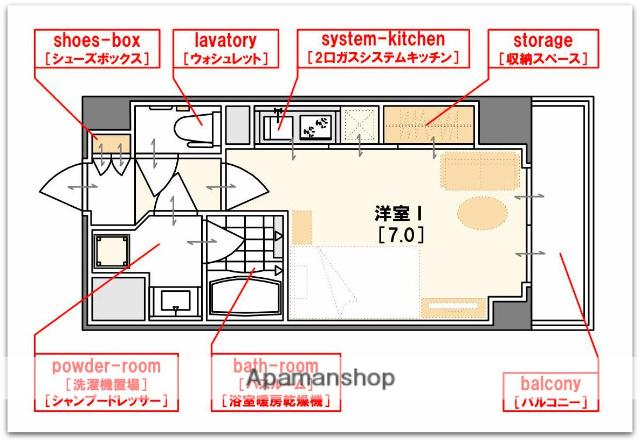 S-RESIDENCE 難波 VIALE(ワンルーム/6階)の間取り写真