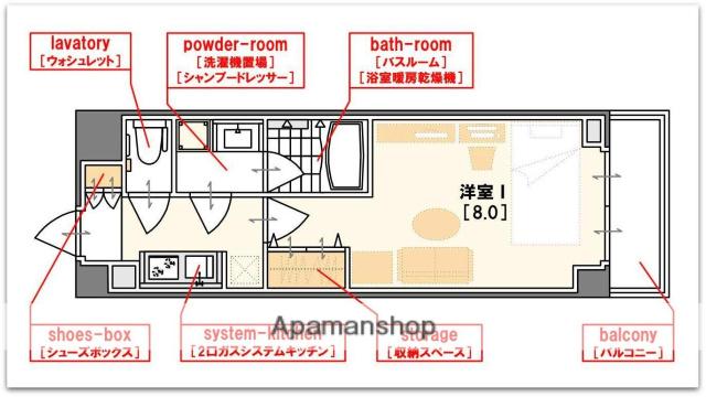 S-RESIDENCE 難波 VIALE(1K/11階)の間取り写真