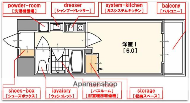 エステムコート難波センチュリオ(1K/2階)の間取り写真