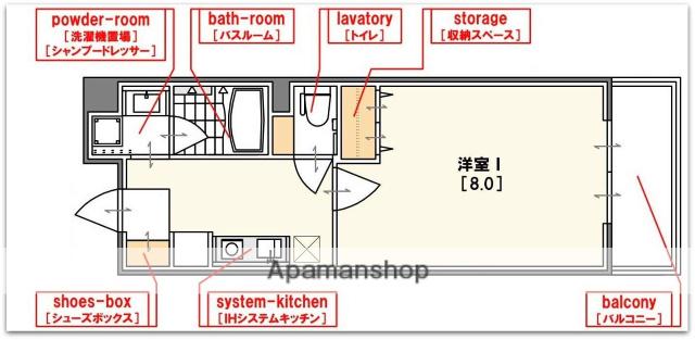 ジェイ・プライド難波南(1K/4階)の間取り写真