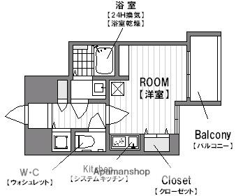 アドバンス心斎橋グランガーデン(ワンルーム/2階)の間取り写真