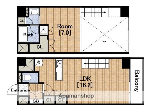 KDXレジデンス本町橋(1LDK/5階)の間取り写真