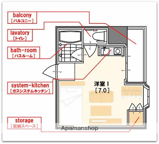 オロヒルズ高津(ワンルーム/4階)の間取り写真