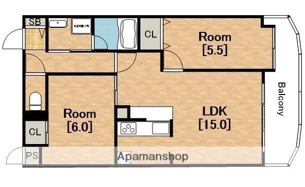フェルザ住之江公園住之江フタバビル(2LDK/5階)の間取り写真