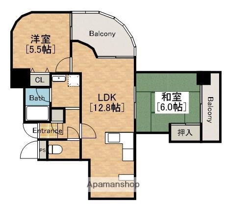 フェルザ住之江公園住之江フタバビル(2LDK/2階)の間取り写真