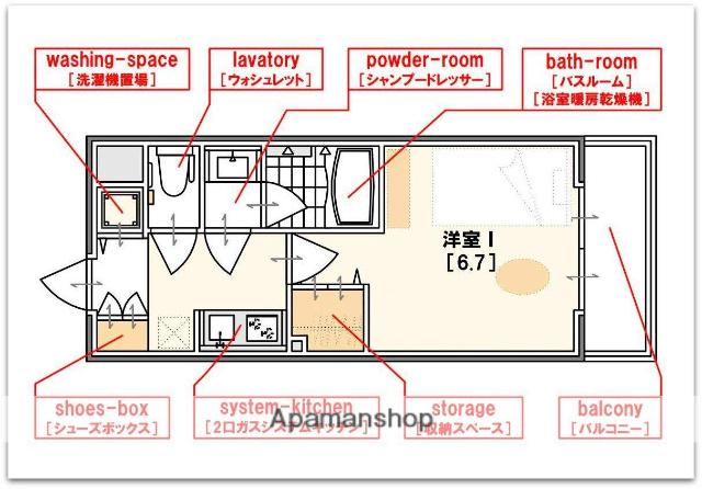 レジュールアッシュ難波MINAMI(1K/7階)の間取り写真