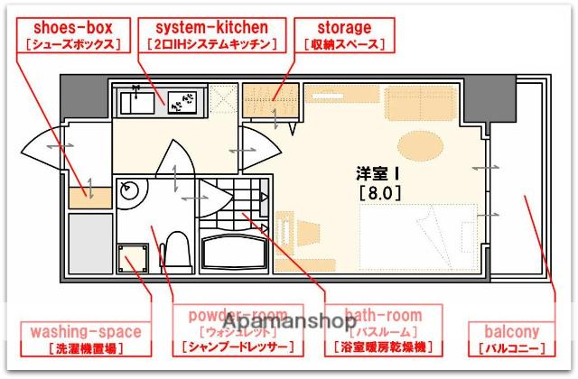 セレニテ北久宝寺(1K/14階)の間取り写真