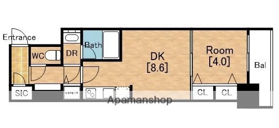 スプランディッド淀屋橋DUE(1DK/5階)の間取り写真