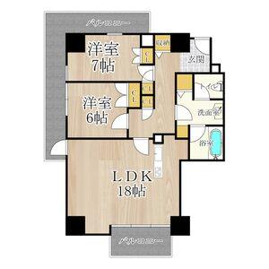 ザ・グランドビュー・オオサカ(2LDK/12階)の間取り写真