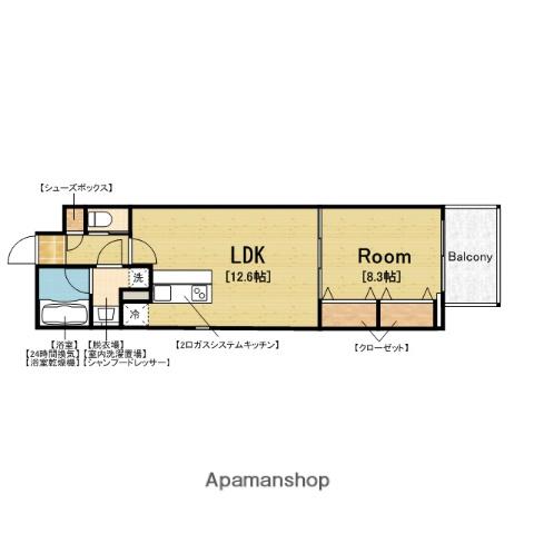 ラクラス長堀橋(1LDK/13階)の間取り写真