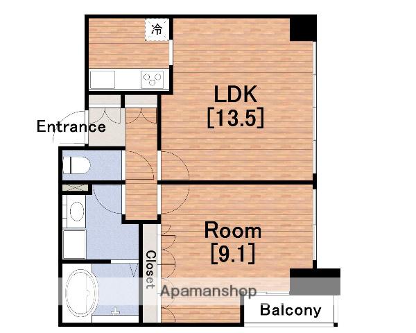 アステリオ北堀江ザメトロタワー(1LDK/17階)の間取り写真